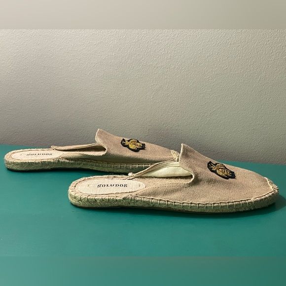 SOLUDOS Bees Cotton Woven Canvas Slip-On Espadrille Mule Flats / Sz 7.5 - Picture 5 of 10